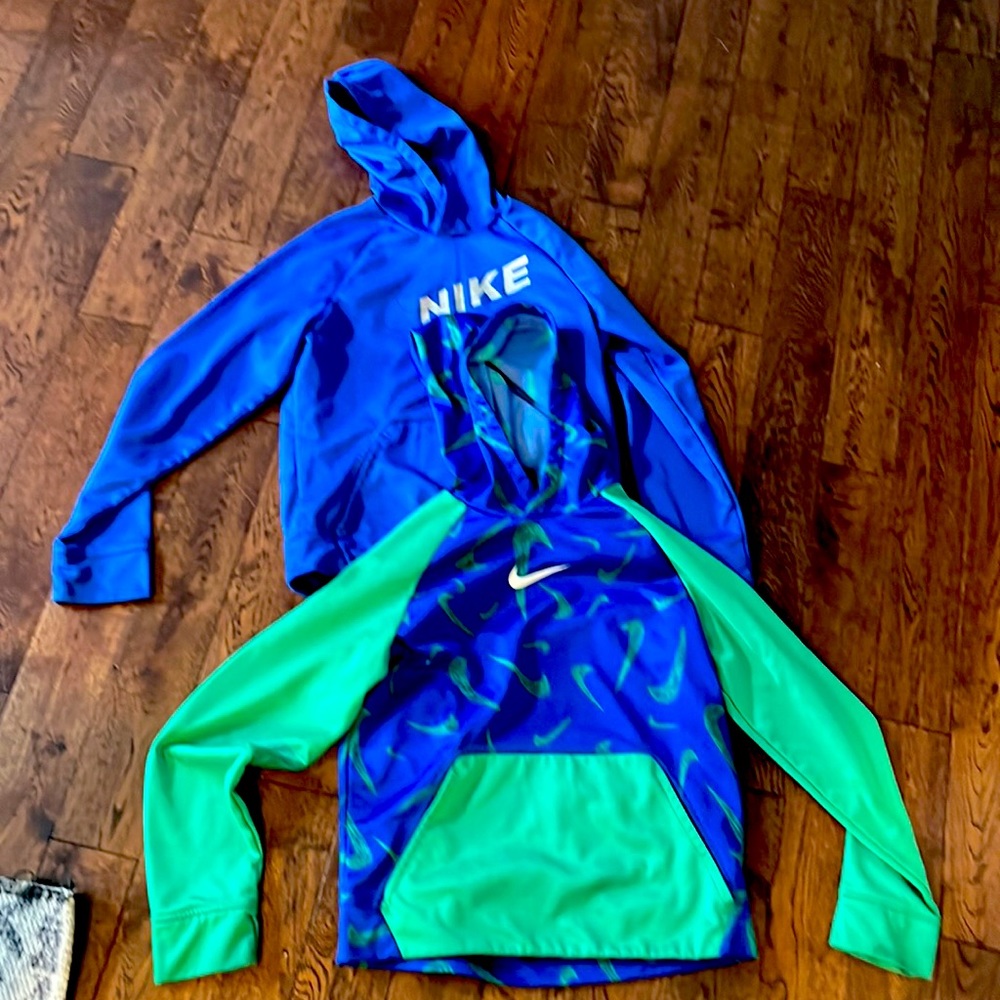 2 Nikes boys large hooded sweatshirts